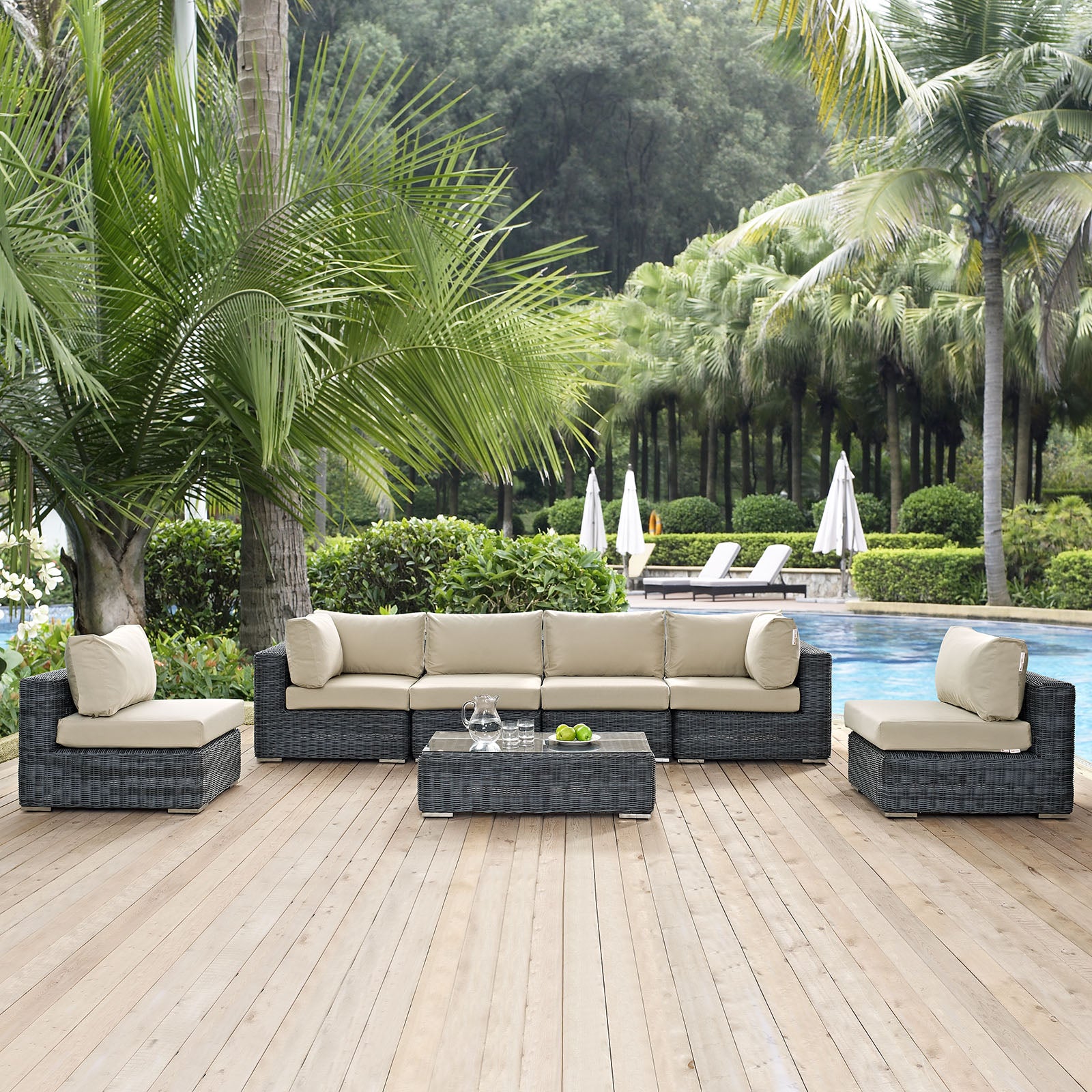 Summon Piece Outdoor Patio Sunbrella® Sectional Set