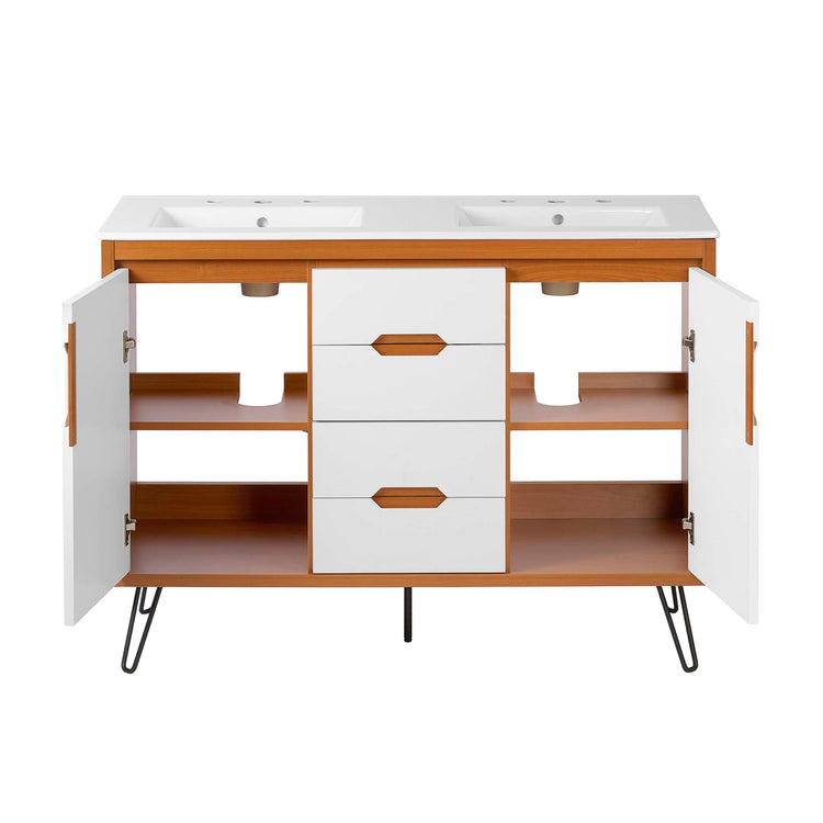 Cherry White White / 48" Double 4 Draws