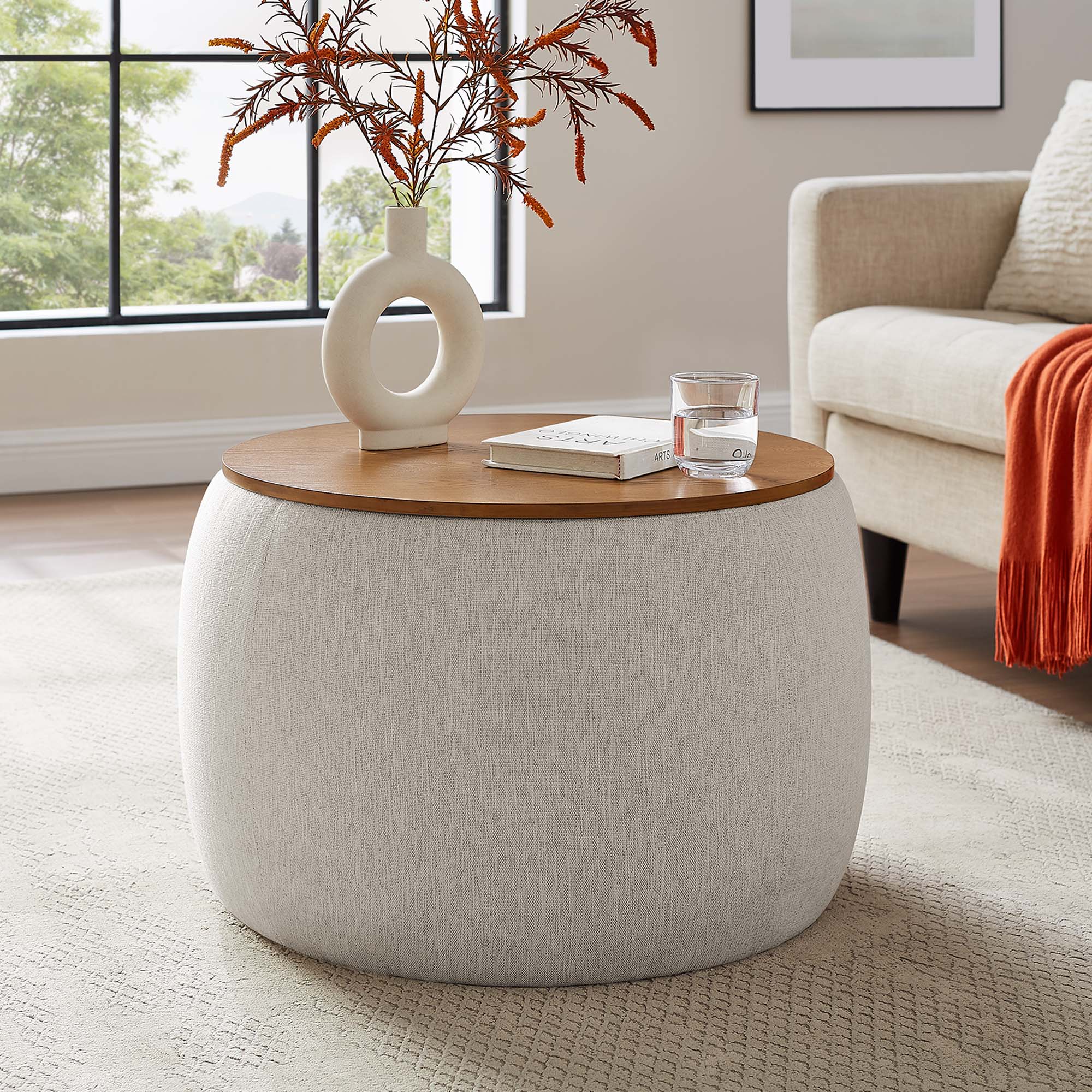 Textured Woven Storage Ottomans For Apartments photo