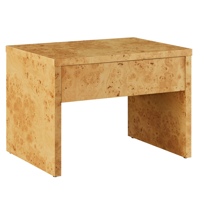 Hudson 1-Drawer Burl Wood Nightstand