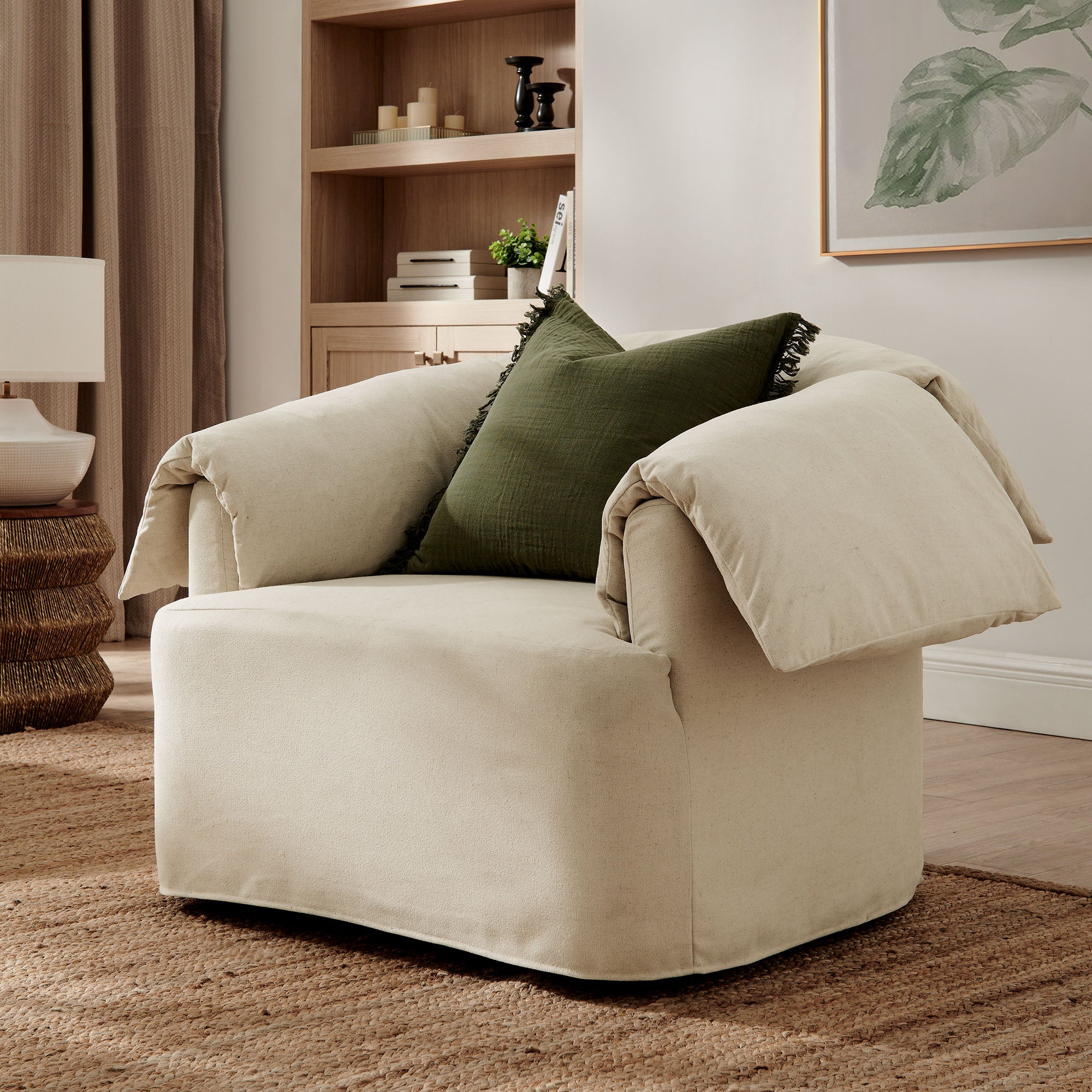 Lark Slipcovered Fabric Oversized Armchair – Modway