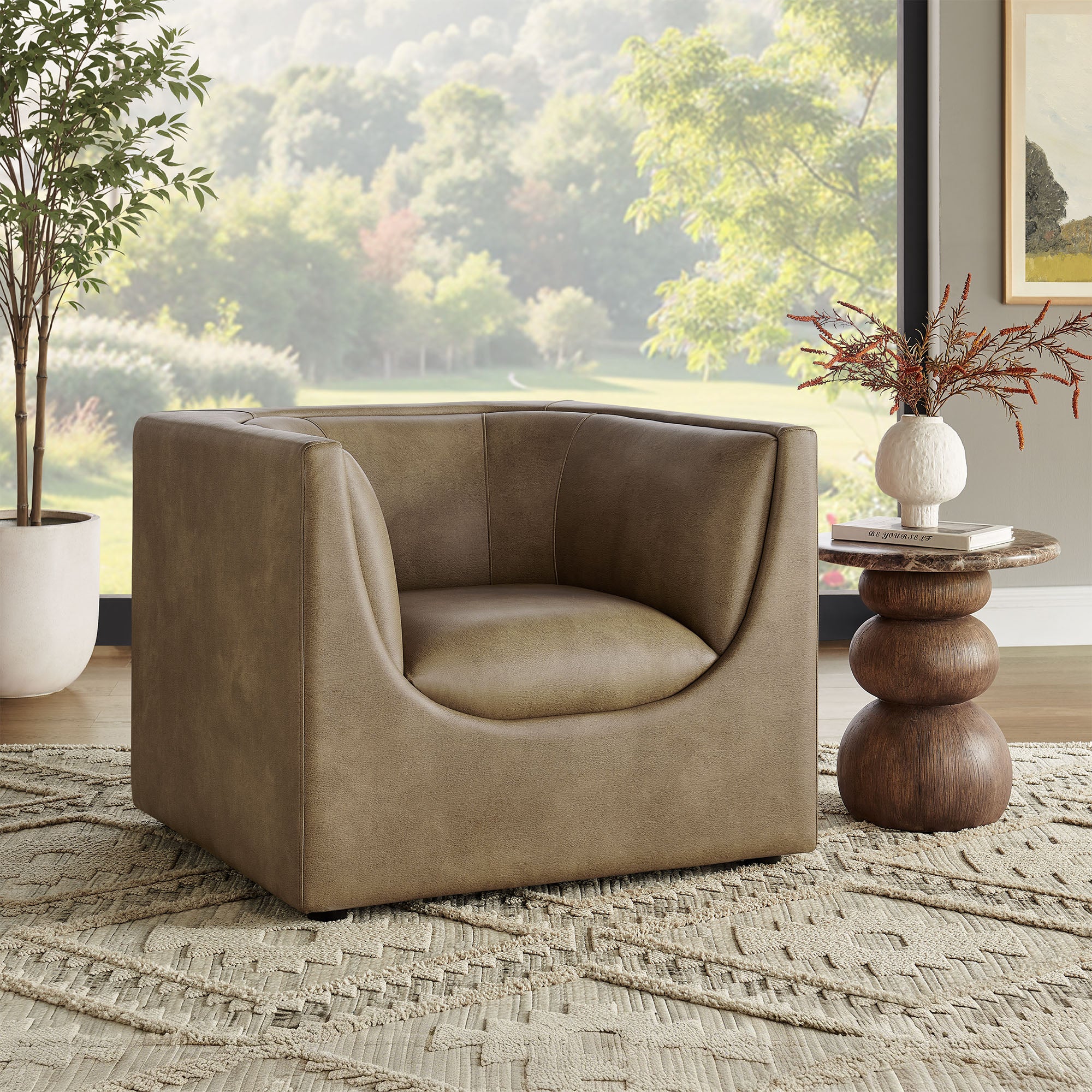 Hilda Curved Back Vegan Leather Armchair – Modway