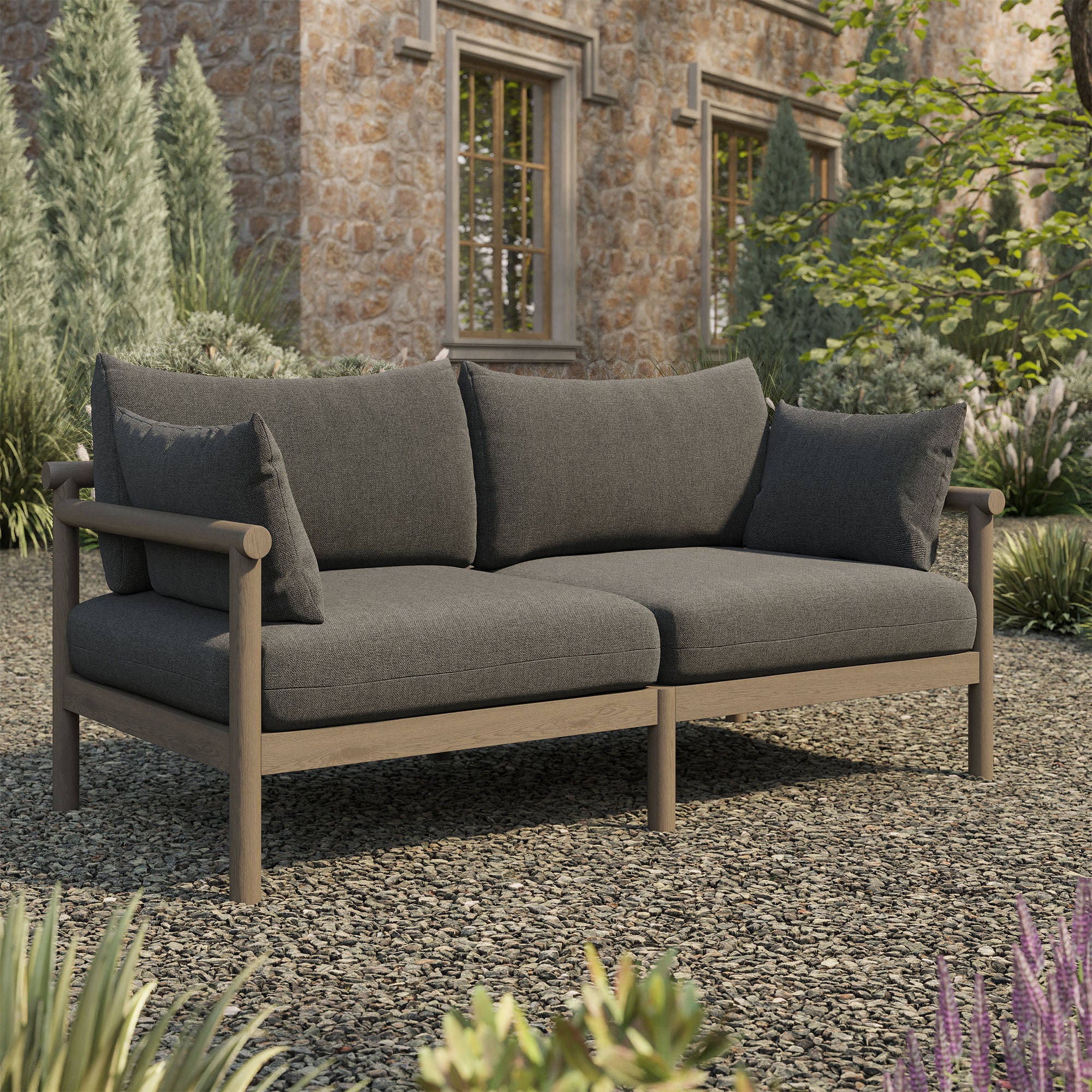 Eleni Outdoor Teak Wood Loveseat – Modway