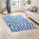 Ivory Light Gray and Blue / 5x8