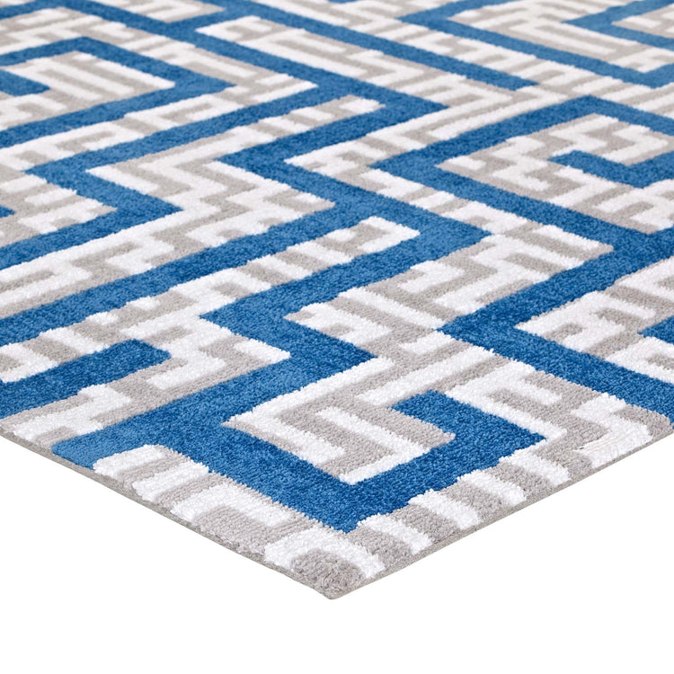 Ivory Light Gray and Blue / 8x10