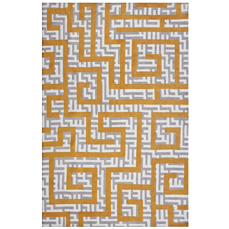 Ivory Light Gray and Banana Yellow / 5x8