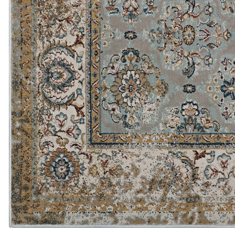 Silver Blue Beige and Brown / 5x8