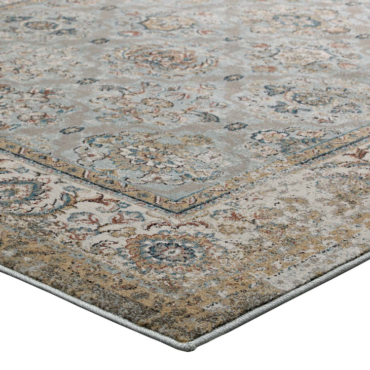 Silver Blue Beige and Brown / 5x8
