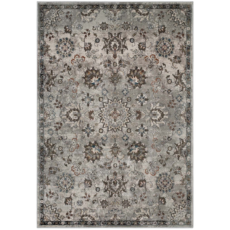 Silver Blue Beige and Brown / 5x8