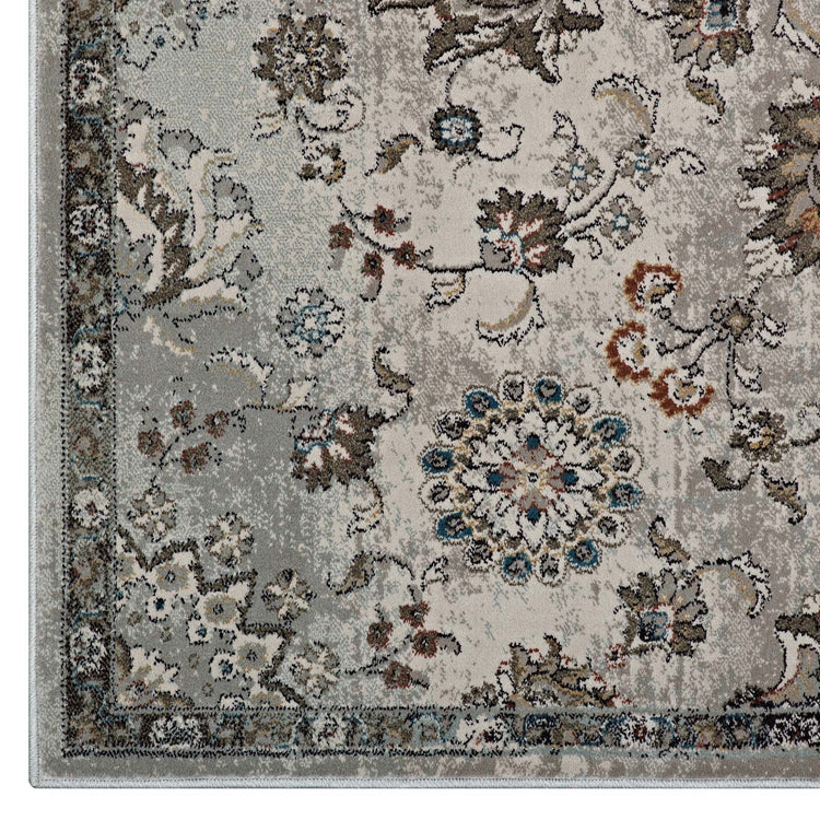 Silver Blue Beige and Brown / 5x8