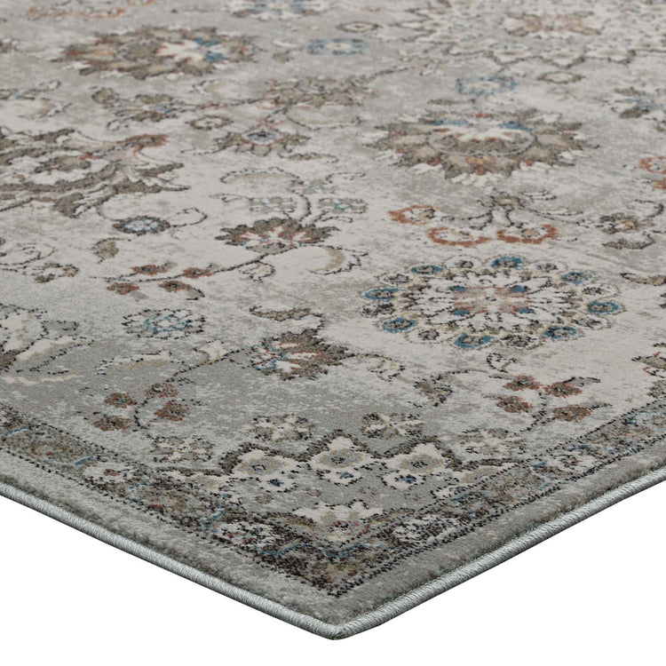 Silver Blue Beige and Brown / 5x8