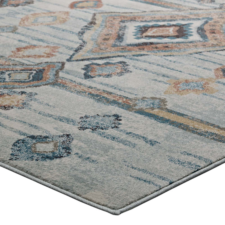 Silver Blue Beige and Brown / 5x8