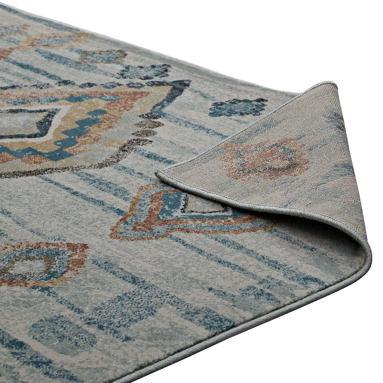 Silver Blue Beige and Brown / 5x8