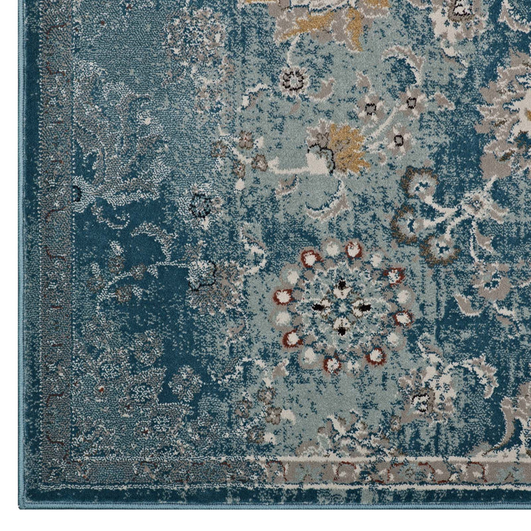 Silver Blue Teal and Beige / 5x8
