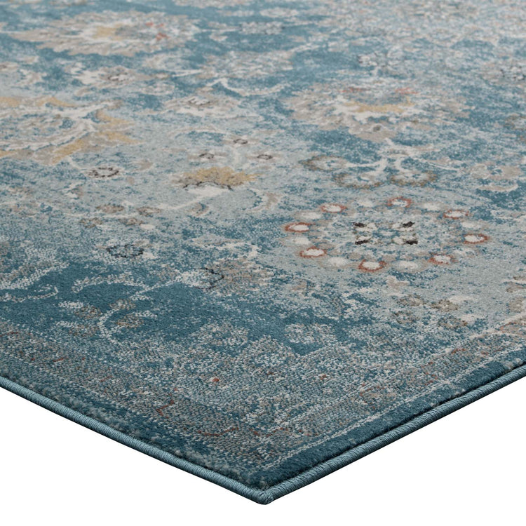 Silver Blue Teal and Beige / 5x8