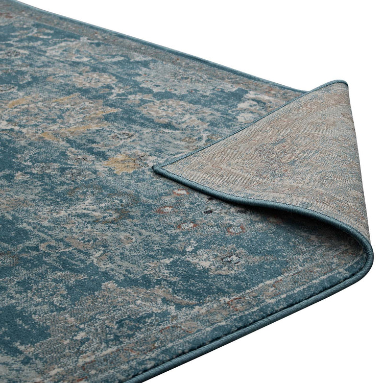Silver Blue Teal and Beige / 5x8