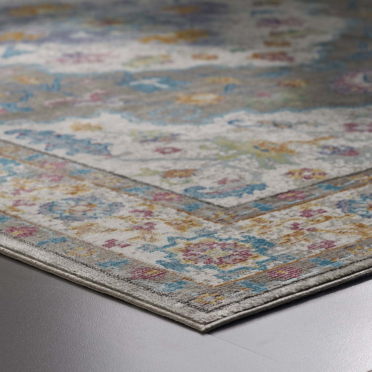 Gray Ivory Yellow Orange / 5x8