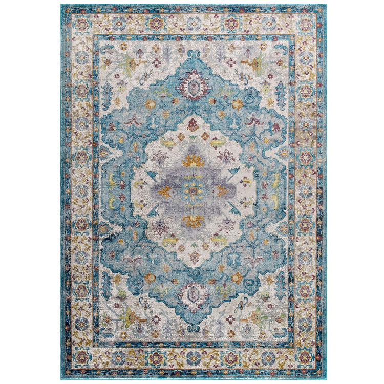 Light Blue Ivory Yellow Orange / 4x6