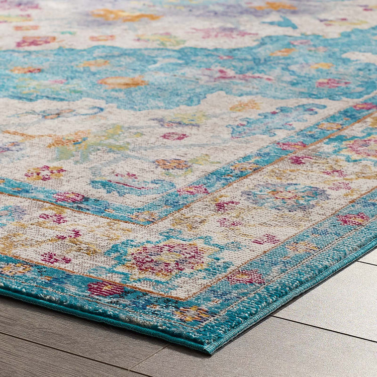 Light Blue Ivory Yellow Orange / 4x6