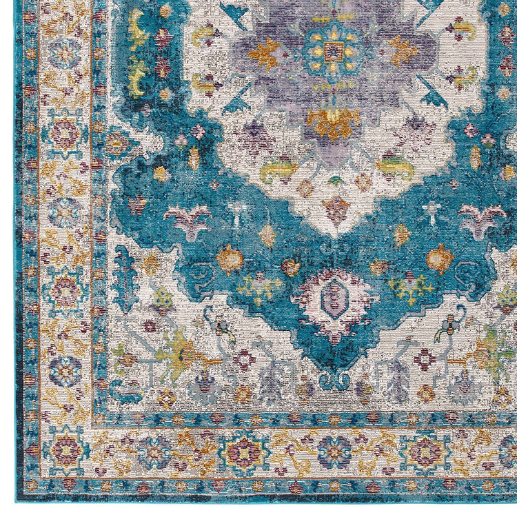 Blue Ivory Yellow Orange / 5x8