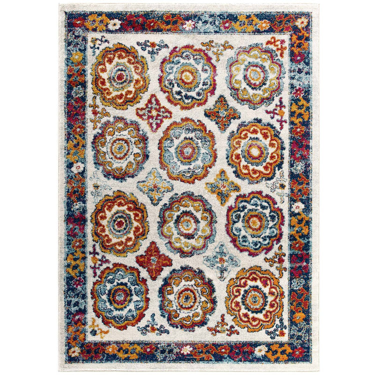 Ivory Blue Red Orange Yellow / 5x8