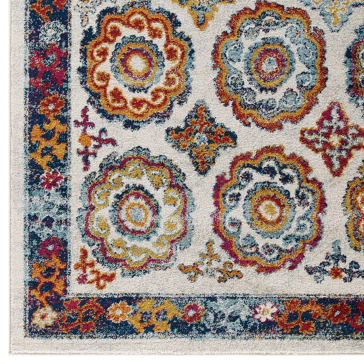 Ivory Blue Red Orange Yellow / 5x8