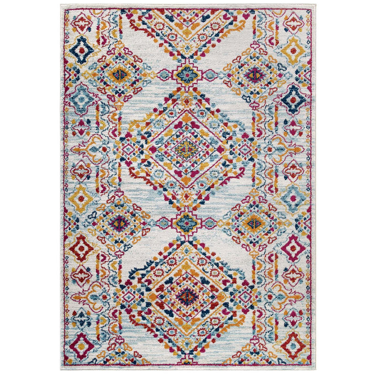 Ivory Blue Orange Yellow Red / 5x8