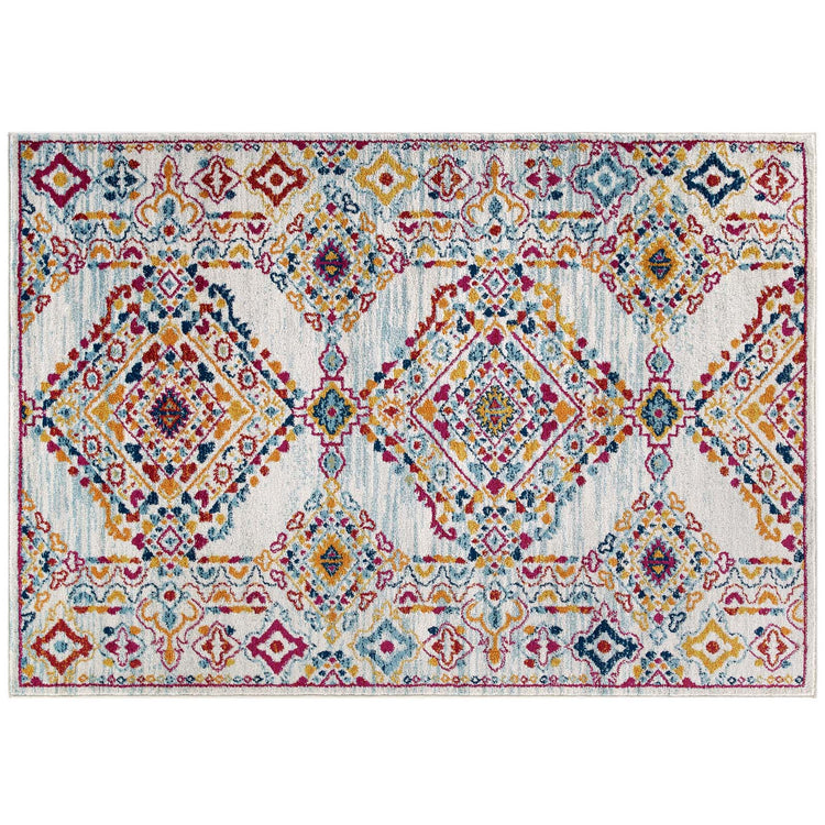 Ivory Blue Orange Yellow Red / 8x10