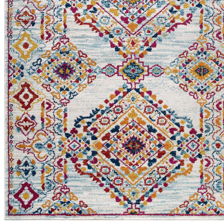 Ivory Blue Orange Yellow Red / 8x10