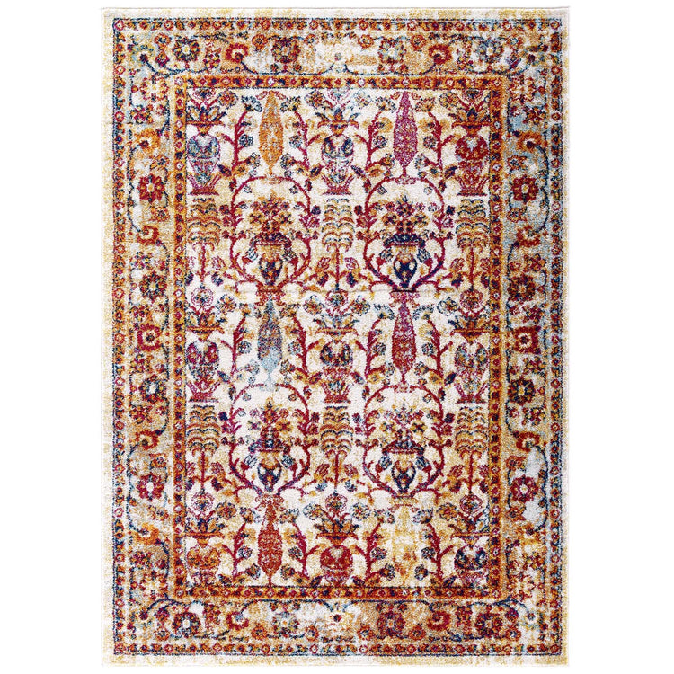 Ivory Blue Orange Yellow Red / 5x8