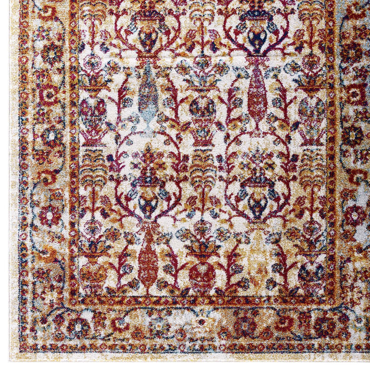 Ivory Blue Orange Yellow Red / 5x8