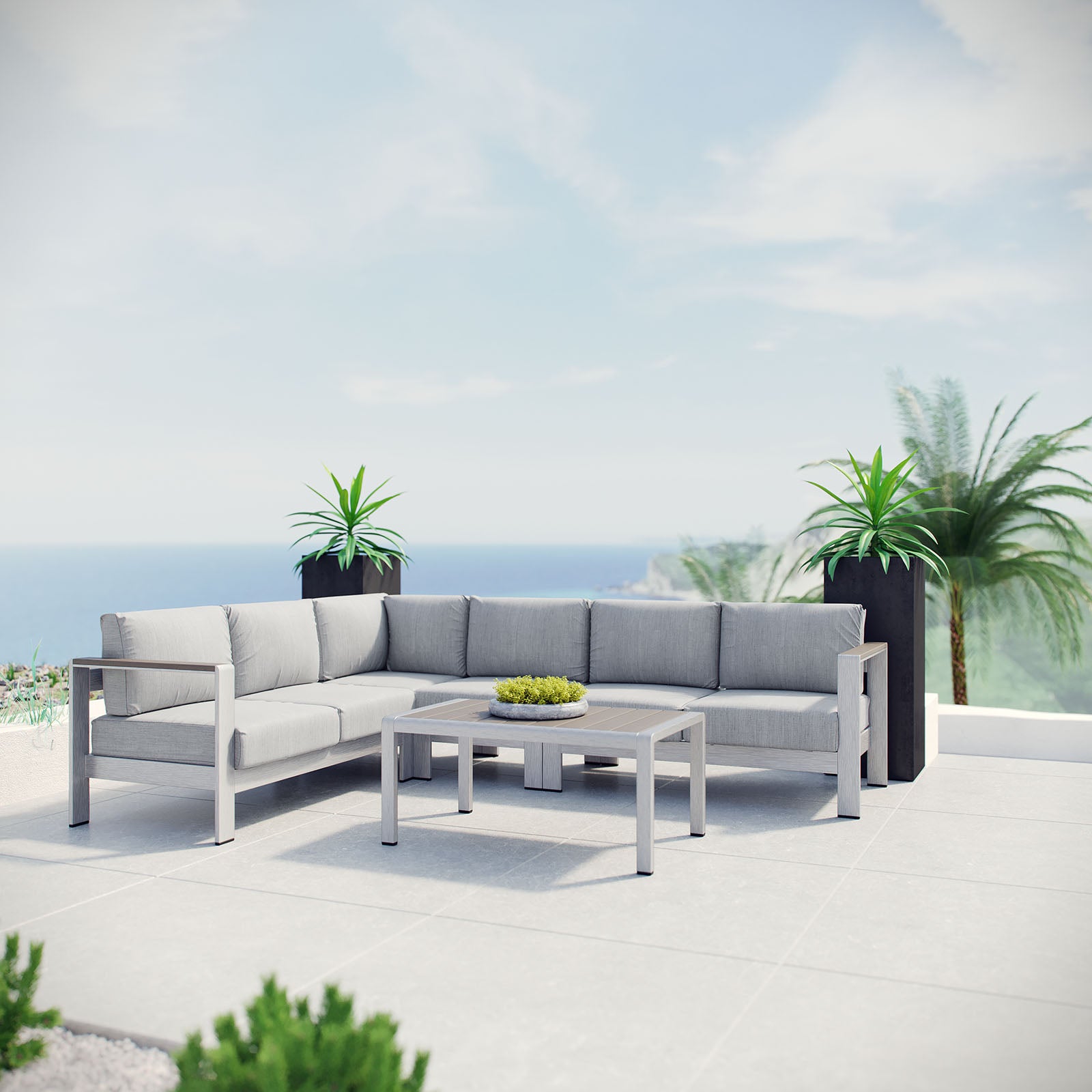 Shore Piece Outdoor Patio Aluminum Sectional Sofa Set