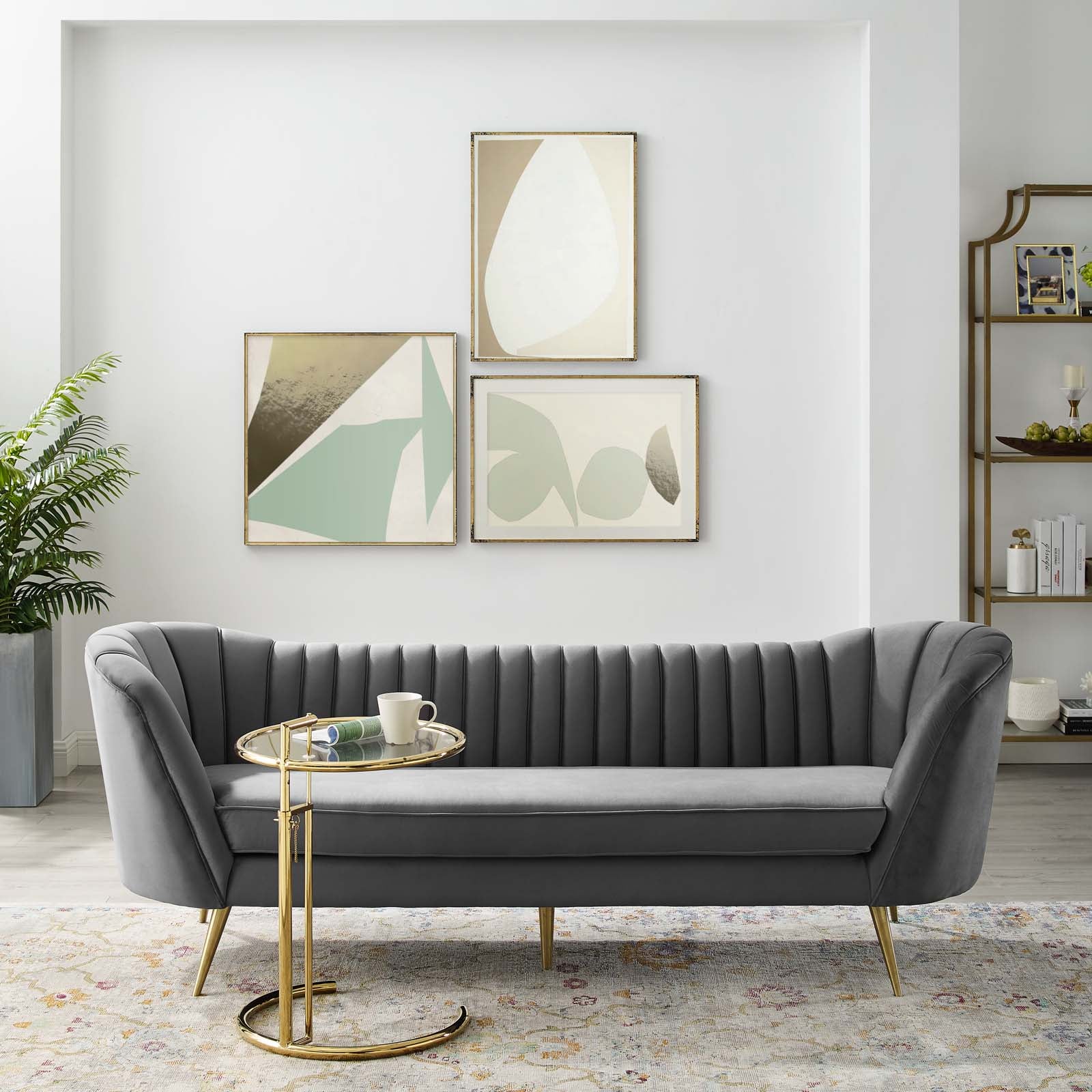 Modern Streamline Sofa with Curved Frame Detail by Martin and