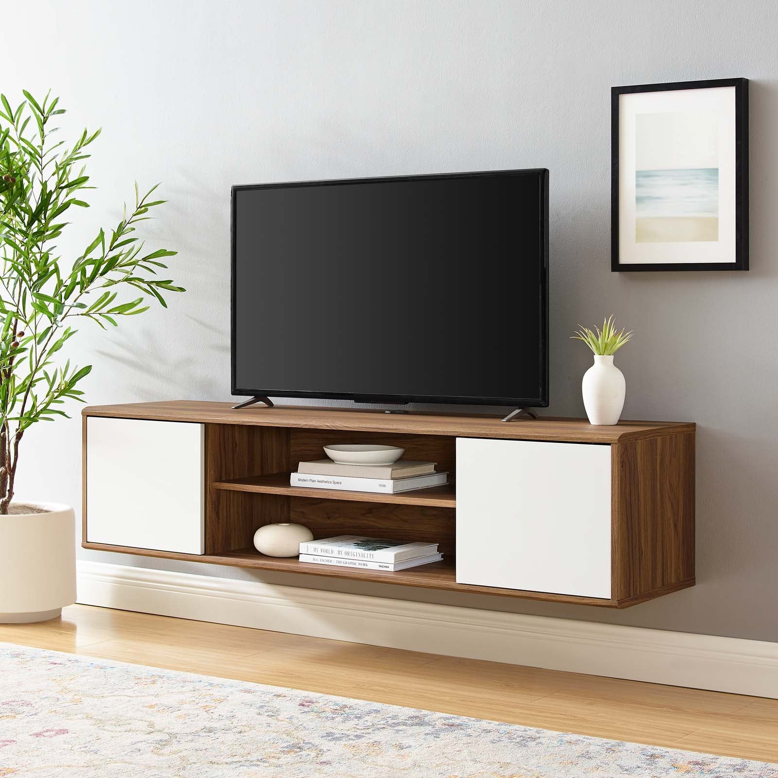 wall mounted tv shelf