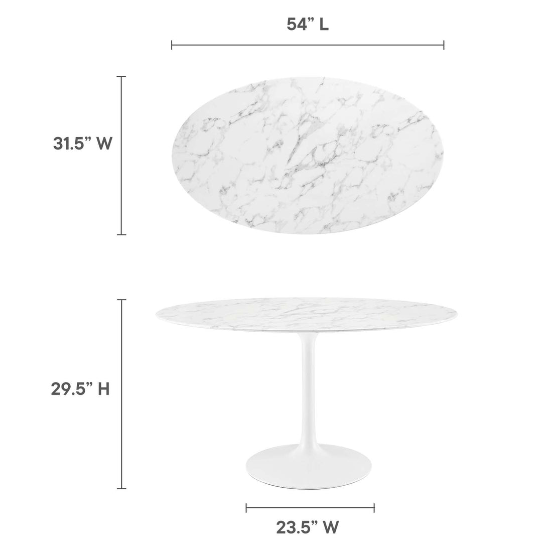 Lippa 54 Oval Artificial Marble Dining Table 