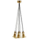 Peak Brass Cone and Glass Globe Cluster Pendant Chandelier