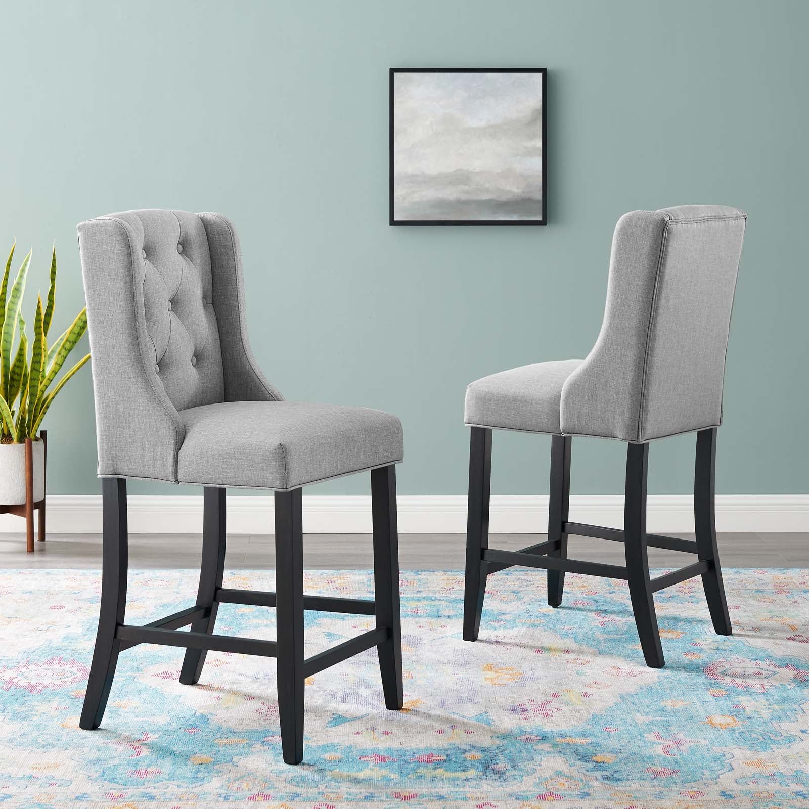 Shellce Baronet Baronet Upholstered Fabric Counter Bar Stool Set of 2 – Modway