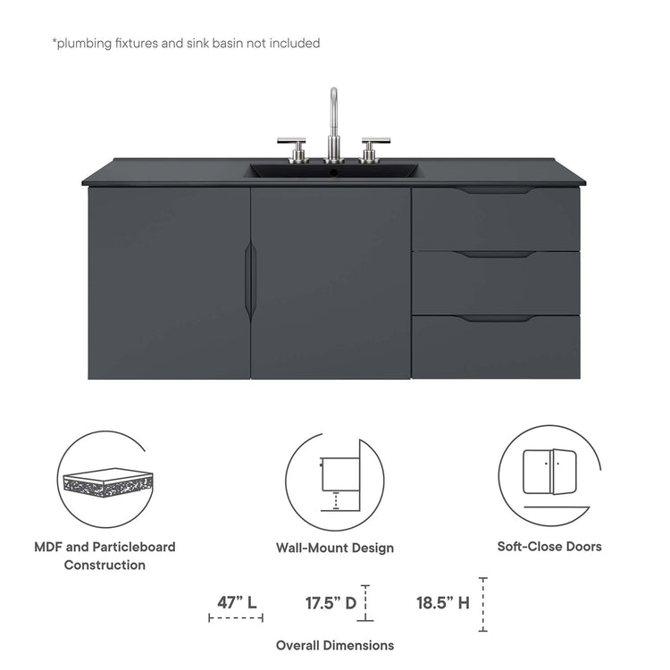 Gray / 48" Double or Single Sink