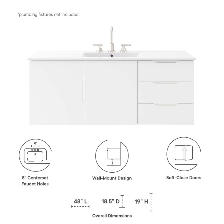 White / 48" Double or Single Sink