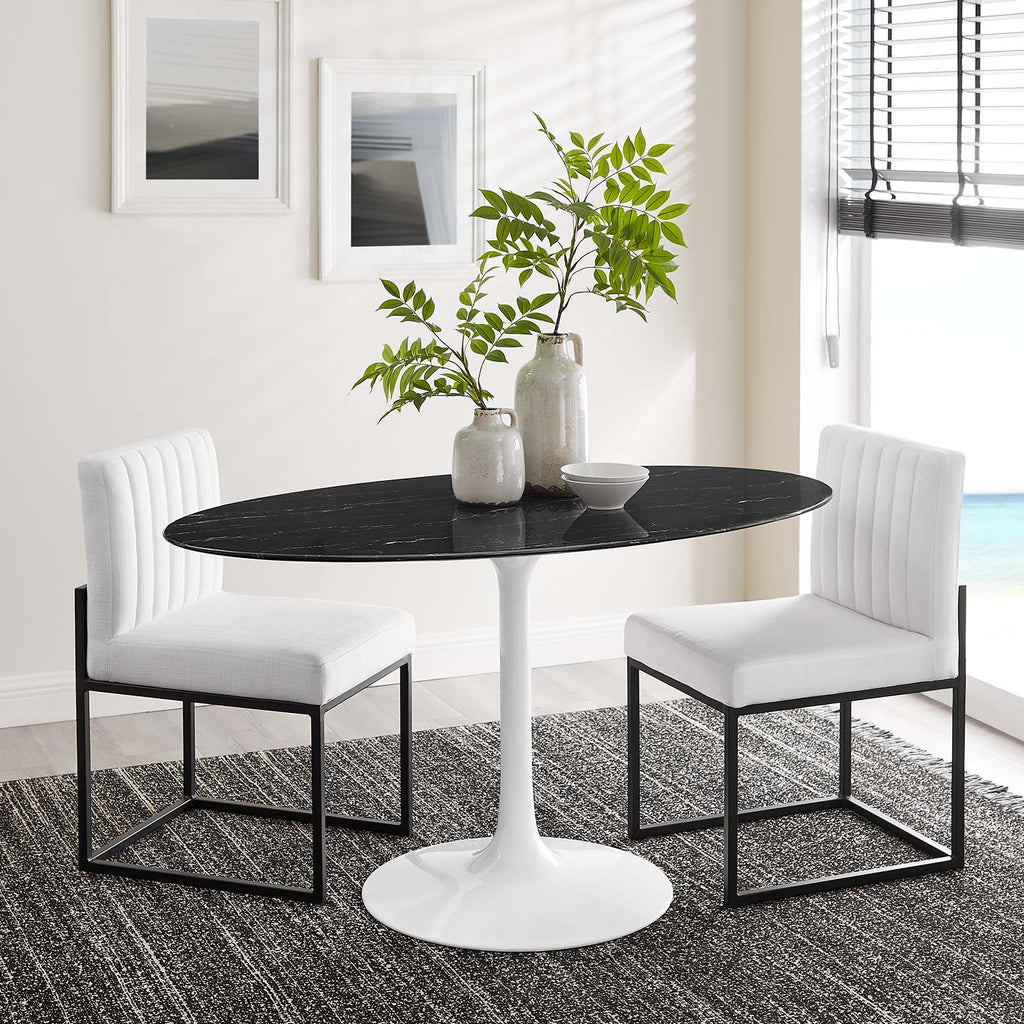 Lippa 54" Oval Artificial Marble Dining Table