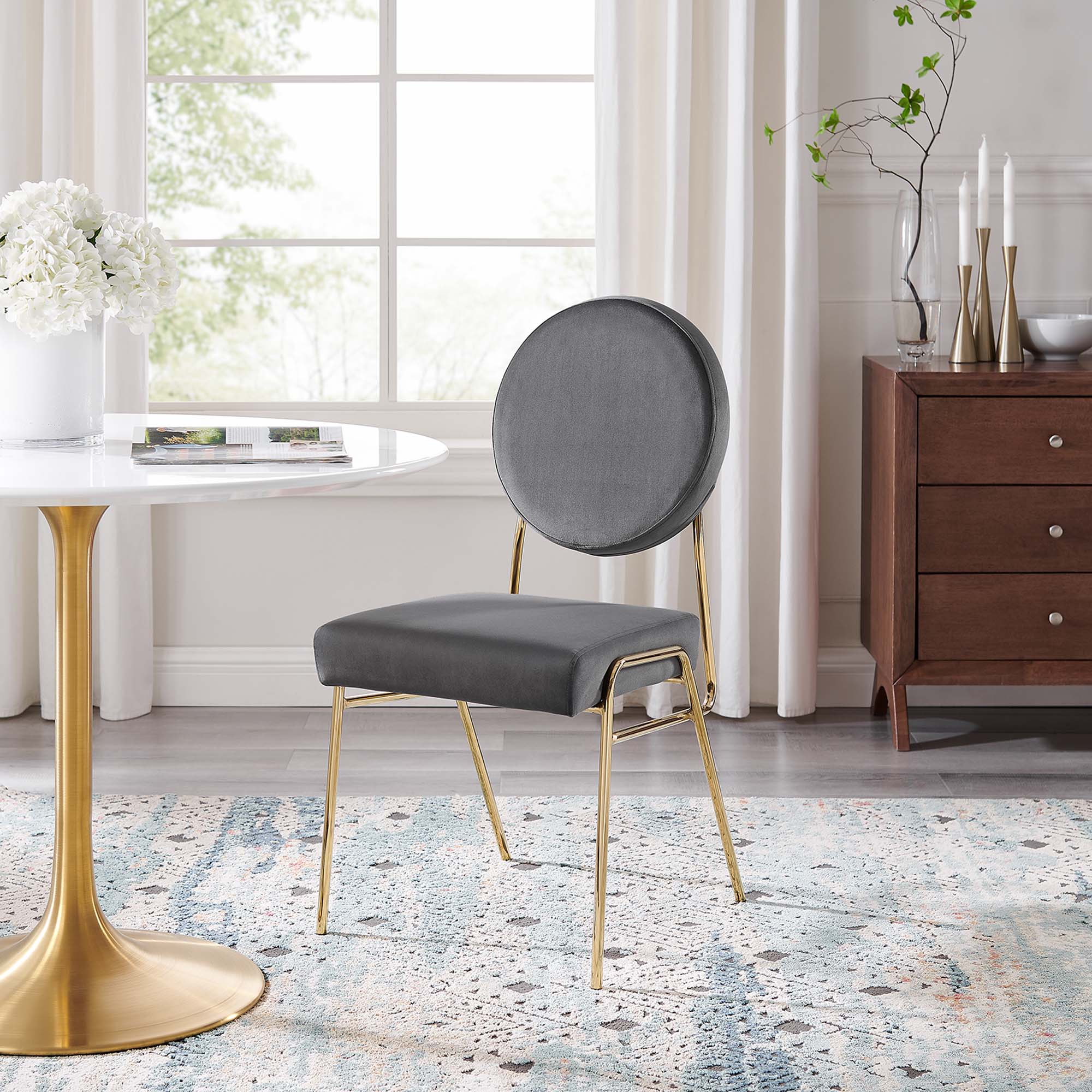 Craft Performance Velvet Dining Side Chair by Modway - Gold Gray - Thumbnail 3