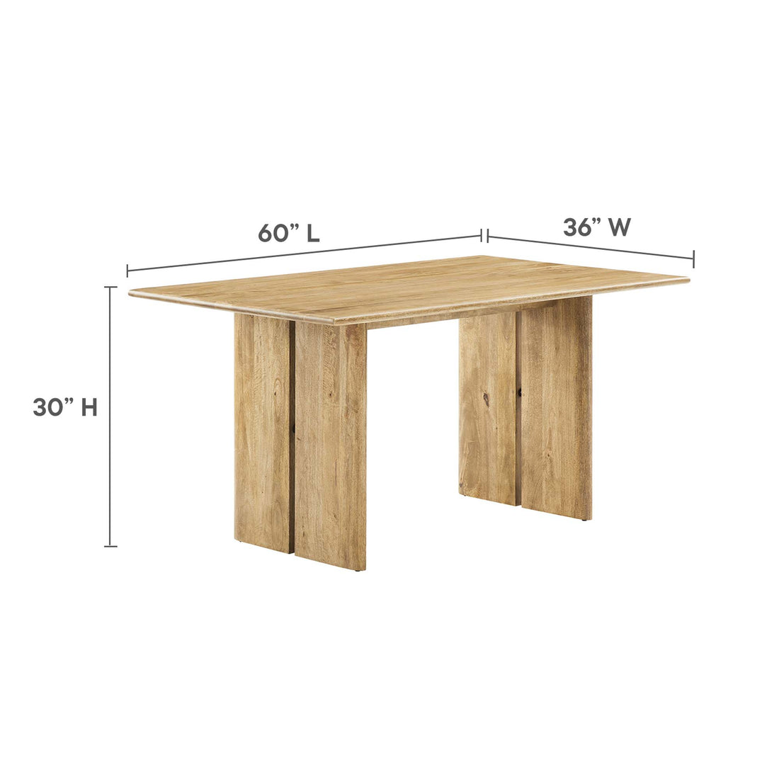 Modway Amistad Solid Wood Modern Farmhouse Rectangular Oak, 60