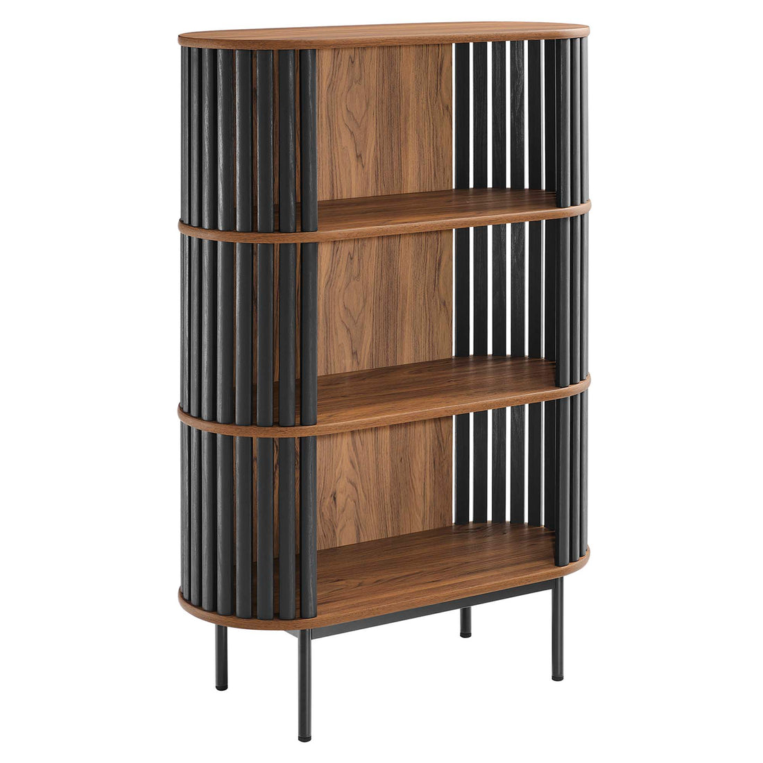 Modway EEI-6524-WAL-BLK Fortitude Three Tier Display Cabinet, Walnut Black main image 0