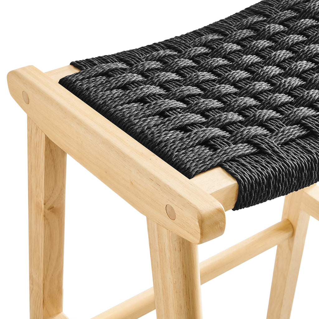 Stool With Rope Saoirse Woven Rope Wood Bar Stool Set of 2 – Modway