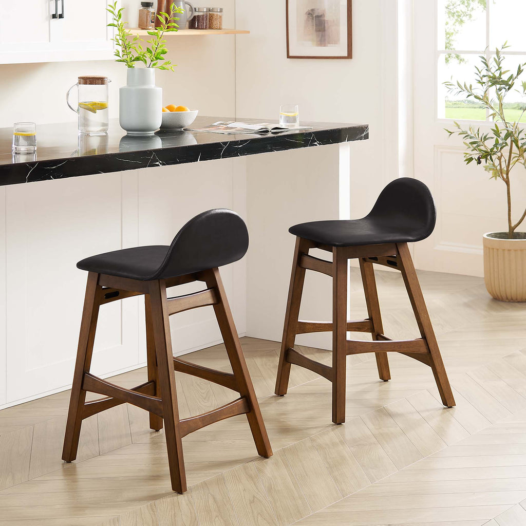 Juno Vegan Leather Wood Counter Stool - Set of 2