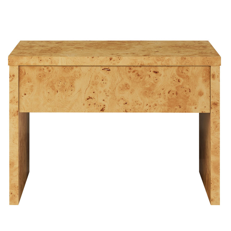 Hudson  1-Drawer Burl Wood  Nightstand