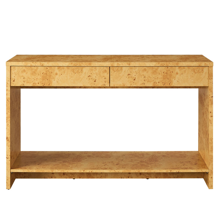 Hudson  2-Drawer Burl Wood  Console Table