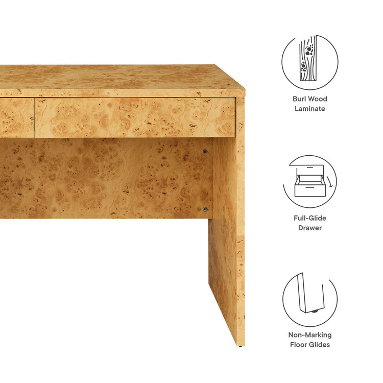 Hudson  2-Drawer Burl Wood  Desk