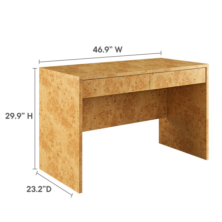 Hudson  2-Drawer Burl Wood  Desk