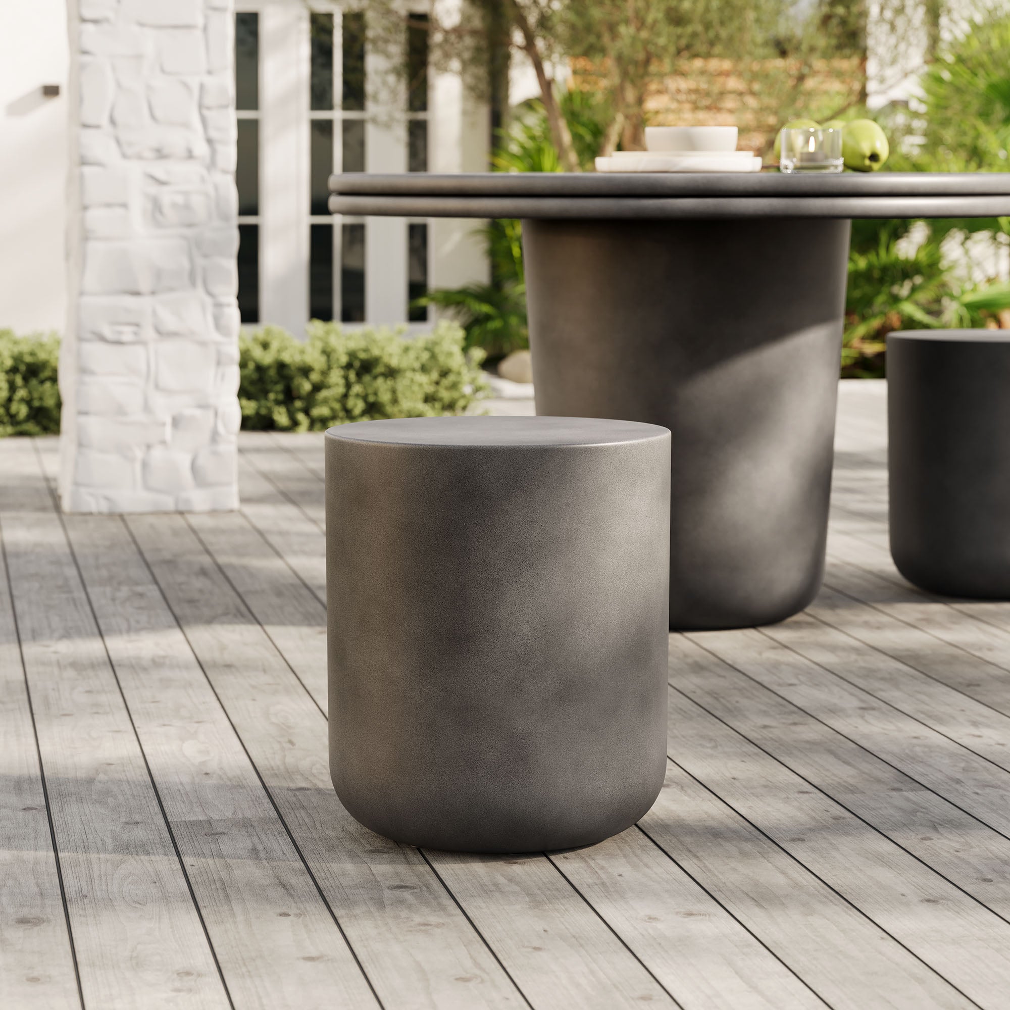 Brion Indoor Outdoor Patio Concrete Stool - Main Image